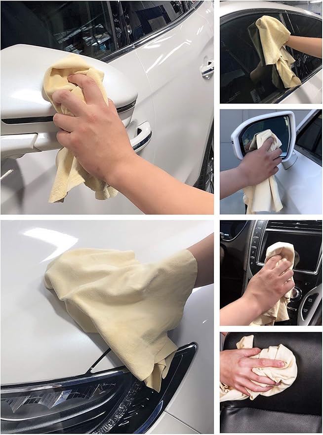 SHEEPSKIN ELITE Chamois Drying Cloth Car Drying Towel Real Leather Super Absorbent Fast Drying Natural Chamois Car Wash Cloth Accessory (2 SQ Each, 4 SQ FT in Total)