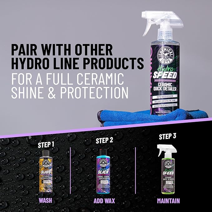 Chemical Guys HydroSpeed Ceramic Quick Detailer & HydroSuds 64 oz Car Wash Soap Bundle - Ceramic Spray & Ceramic Car Wash with SiO₂ Shine, High Foam Formula, Safe for Cars, Trucks, Motor