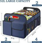 Femuar Car Trunk Organizer, Collapsible, Waterproof, Non-Slip, Blue, 52L, 5 Compartments, Rectangular, Portable, Practical/Functional