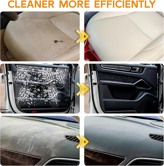 NUAN 2PCS Foam Cleaner for Car, Lemon Scent Car Interior Cleaner, Safe and Quick Remover Stains Multi-Purpose Foam Spray for Car Steering Wheel, Car Seat, Leather and House, 8.4 FL OZ, 250 ML