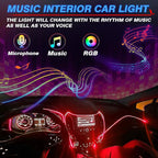 MICTUNING Car LED Interior Strip Light, 8 in 1 RGB Multicolor with 400 inches Fiber Optic Ambient Lighting Kits with Remote and APP Control, Car USB LED Strip Lights with Music Sync Mode