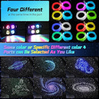 4 Colors 32W Twinkle Starlight Headliner Kit for Car Home with APP&RF Remote, RGBW 460pcs*0.03in*9.8ft Cables Fiber Optic Star Sky Roof Lights,4 Port Engine Sound Activated Ceiling Star Lights for Car