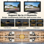 10'' Wireless Backup Camera System, 2 HD 1080P IP69 Waterproof Cameras with Large IPS Full Touch Screen 4 Channels Monitor, IR Night Vision Reverse Camera for RV Truck Trailer Camper