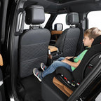 TAIKOO Seat Back Protector + Large Capacity Pocket Storage Organizer,Preventing the Impact of Children Stepping on the Seat Backrest (Black)
