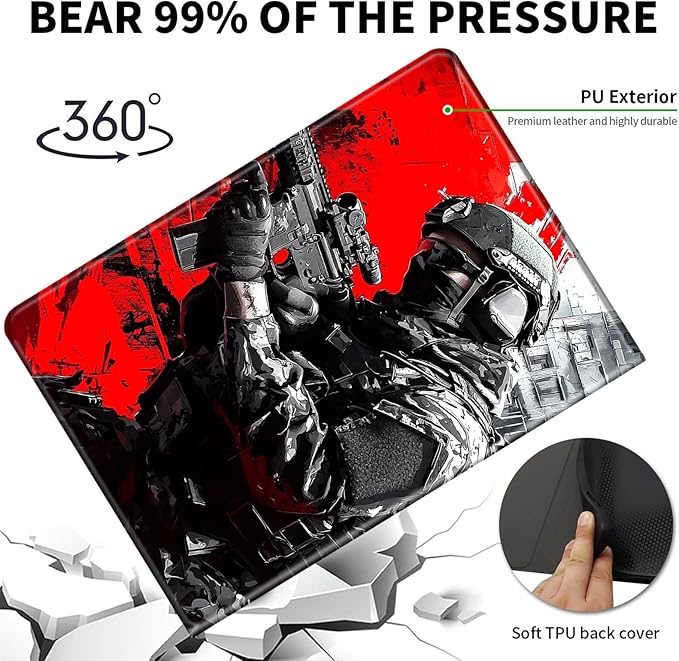 for Kindle 10th Generation Case 2019 Released 6",PU Leather Cute Slim Folio Adjustable Stand Smart Cover with Auto Wake/Sleep Case for 6 Inch Kindle 10th Gen 2019,Red Black Soldier