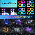 4 Colors 32W Twinkle Car Starlight Headliner Kit 600pcs*0.03in*13.1ft with APP&RF Remote, RGBW Fiber Optic Ceiling Star Lights, 4 Port Engine Sound Activated Star Roof Lights for Car Home Theater
