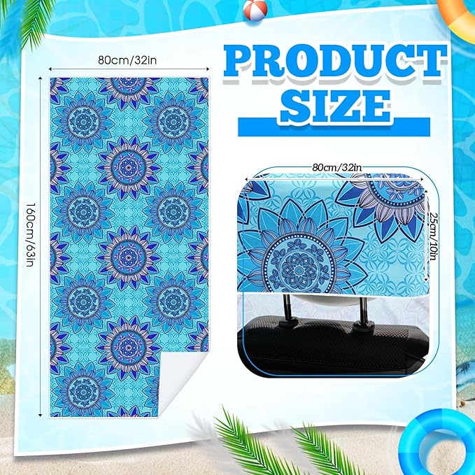 Hahafelt 2 Pack Car Seat Towel Covers with Storage Bag, 63 x 32 Inch Universal Non Slip Waterproof Sweat Protector for Car Truck, Gym Swimming Running, Machine Washable (Blue Mandala)