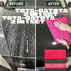 Microfiber Car Drying Towel 36"x24" – 1400 GSM Twisted Yarn, Ultra Absorbent, Scratch-Free, Machine Washable – Bonus 12"x12" Detail Towel, Pink/Gray