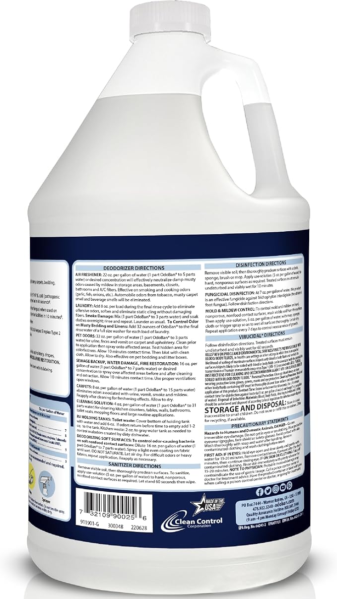 OdoBan Disinfectant Concentrate and Odor Eliminator, Made in the USA, Night Ice Scent, 2 Gallons