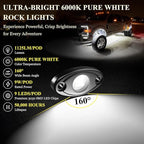 24 Pods White Rock Lights, 6000K Pure White Super Bright Wide Angle IP68 Waterproof LED Rock Lights for Trucks Pickup SUV UTV ATV Motorcycle Car Boats Underglow Lighting