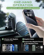 Magnetic Phone Mount for Jeep 2021-2023 Wrangler JL JLU 4XE - Dashboard Phone Holder with Magsafe for Jeep Wrangler JL 4XE Accessories (Not for Gladiator)