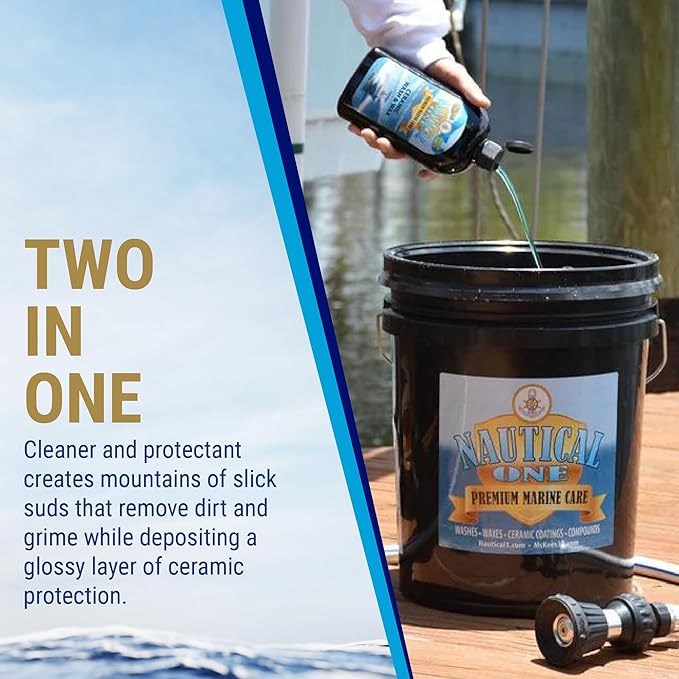 Nautical One - Ceramic Wash And Wax - Boat Wash Soap with SiO2 Ceramic Coating Protection - High Suds (128 oz)
