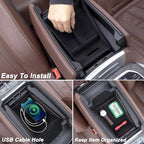 JKCOVER Flocking Material Center Console Organizer Tray Compatible with BMW X5 G05 X7 G07 (2019-2025) and X6 G06 (2020 2021 2022 2023 2024 2025) Accessories Flocked Interior Armrest Insert Storage Box