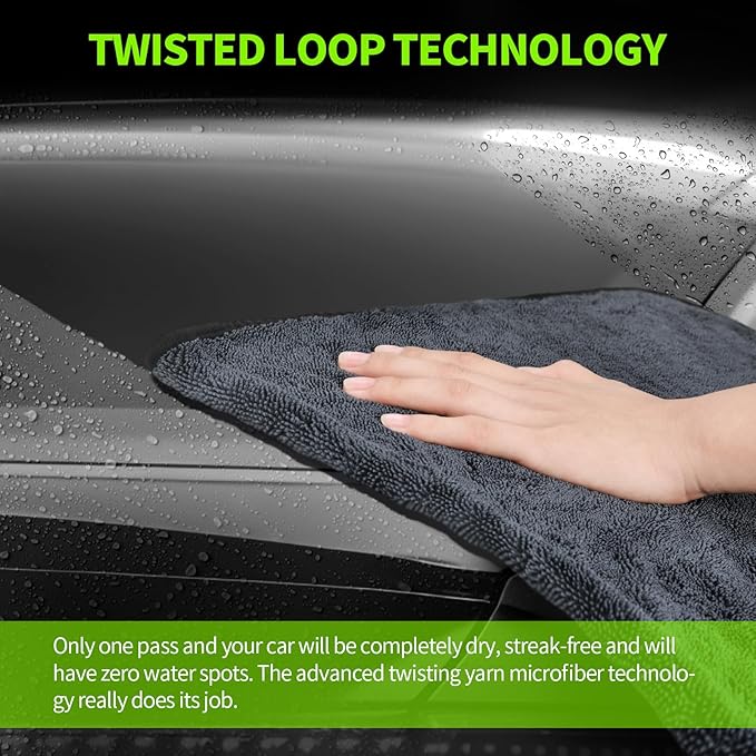 Wontolf Ultra Absorbent Car Drying Towels with Storage Bag, Extra Large Microfiber Towels for Cars, (36" x 24") Drying Towels Car Detailing, Streak Free, No Water Spots, Scratch-Free, 3 Pack