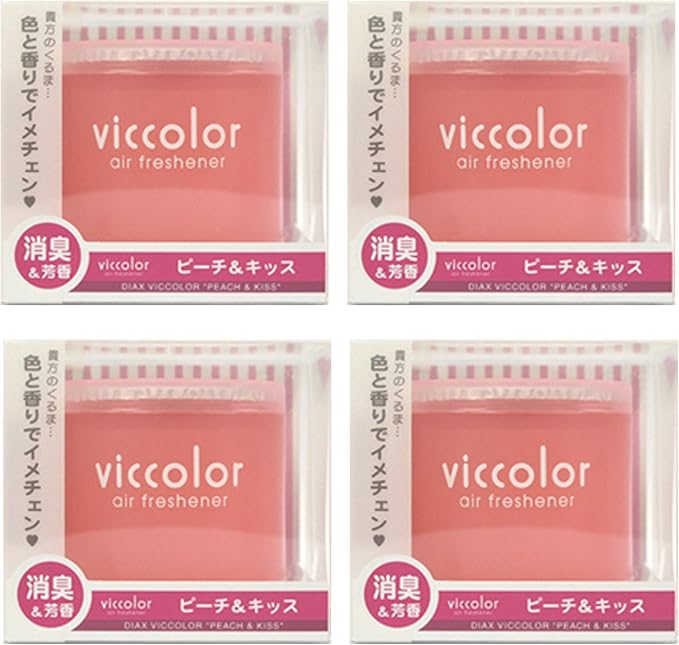 4-Pack Viccolor Peach & Kiss (Fresh Peach Scent with Floral Bouquet Fragrance) Luxury Air Freshener JDM Genuine Diax Japan for Home/Office/Car/Auto/Rv