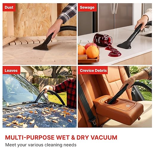 Shop-Vac 1.5 Gallon 2.0 Peak Wet/Dry Vacuum, Small Portable Shop Vacuum with Attachments, Mini Shop Vac for Garage, Car, Home and Pet