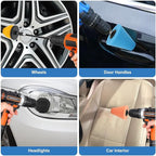 Linkstyle 8Pcs Drill Polishing Pads Kit, Foam Polishing Cone & Ball Set with Extension Holder & Brush, 1/4" Hex Drill Attachment for Car Wheel Hub Rim Metal