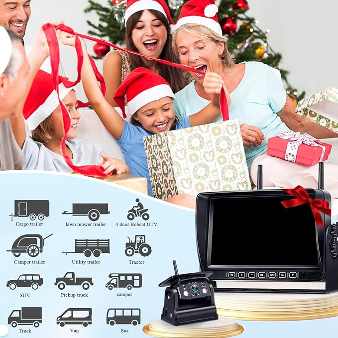 4 Magnetic Wireless Backup Camera for Trailer: Easy Install HD 1080P RV Camera System with 7" Touch Key Recording Monitor, Solar Powered, Long-Lasting, Strong Signal