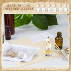 Boao 50 Sets Hanging Car Air Freshener Diffuser Bottles with Instruction Card and 4 x 6'' Resealable Holographic Bag for Empty Car Essential Oil Perfume Bottles Packaging (Cylinder)