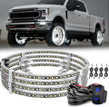 Nilight 4PCS 17inch Double Row LED Wheel Ring Lights Pure White with Wiring Harness Kit Rocker Switch Control Dual Row for Car Van SUV Truck