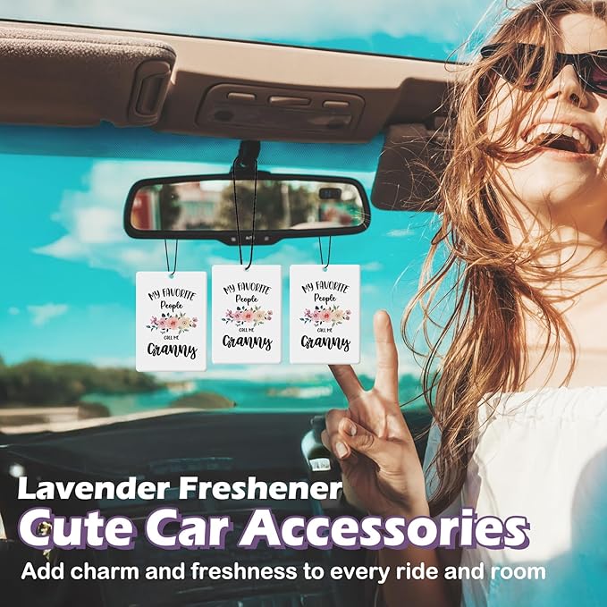 My Favorite People Call Me Granny Grandma Gifts Car Air Freshener Accessories 3pcs, Rustic Gifts for Grandma Christmas,Floral Hanging Scent Fragrance Card for Women Closet Bathroom Home Decor