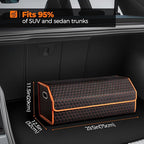 Fyzeoty Car Organizers and Storage - Trunk Organizer for Suv Car,Car Trunk Leather Storage Box,Extra Large,Magnetic Lid,Collapsible and Adjustable