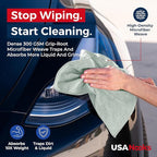 USANOOKS Microfiber Cleaning Cloth - Sea Green - 100Pcs (12.5x12.5 inch) High Performance - 1200 Washes, Ultra Absorbent Car Towel Traps Grime & Liquid for Streak-Free Mirror Shine - car Washing cloth