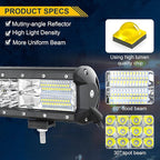 AUXTINGS 18 inch 252W LED Light Bar Triple Row Spot Flood Combo Beam Off Road Lights Waterproof Work Light with Wiring Harness for Jeep Trucks SUV ATV UTV Boat Lights, 12V 24V