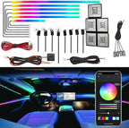 Dreamcolor Acrylic Interior Car LED Strip Light, RGB 18 in 1 Fiber Optic Ambient Lighting Kits, 16 Million Colors Sound Active Function Car Neon Lights with Wireless APP