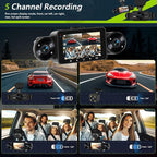 SIXTOP 360 Degree View 4 Channel Dash Cam,1080P Front and Rear Inside Left Right Dash Camera for Cars, 3" IPS Screen Night Vision, G-Sensor, 24H Parking Mode,Wide Angle Loop Recording,Reverse Assist