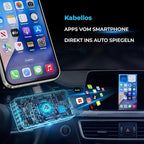 AutoSky Mirror-Link AIR PRO Wireless Screen Mirroring Adapter for Wired CarPlay, USB-C Phone Required, DisplayPort (DP-Alt) Compatible, Stream Apps Wirelessly, Charge While Mirroring
