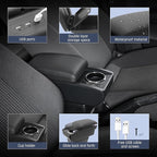YJYWZH Car Armrest Storage Box for Hyundai Accent Solaris Verna 2017-2020 Double-Layer Car Center Console Armrest Box with 6 USB Ports and Cup Holder for Car Accessories(Black Thread)