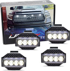 iJDMTOY 4pc Black-Out Smoked Lens Xenon White Full LED Front Grille Clearance Light Kit Compatible with Toyota 2018-2021 Tundra w/Honeycomb, Non-TRD, Non-Horizontal Beam Grille