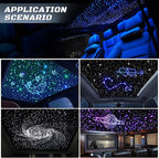 Split 4 Colors 12W Car Starlight Headliner Slim Kit 600pcs*0.02in*9.8ft with APP&RF Remote,RGBW Fiber Optic Starlight Kit,4 Port Engine Sound Activated Star Lights for Ceiling Car Roof/Home Decor