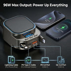 Retractable Car Charger, 96W FM Transmitter, 4-in-1 Fast Charging USB C Bluetooth 5.3 Car Adapter, Wireless Radio Receiver