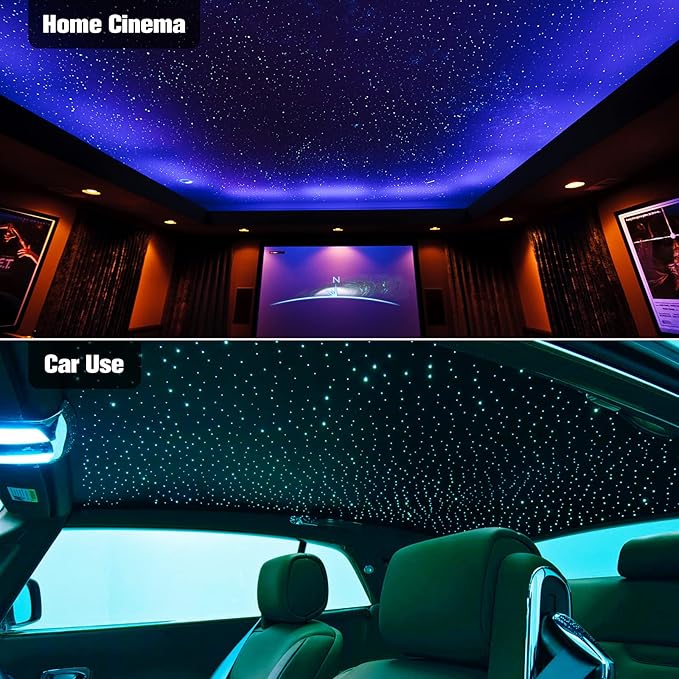 CHINLY Twinkle 400pcs 9.8ft 0.03in Starlight Headliner Fiber Optic Lights kit, Music Mode Bluetooth APP Control Remote, RGBW Star roof Lights for Star Headliner/Home Theater/Pool Ceiling