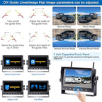 HD 1080P 7 inch RV Wireless Backup Camera: 15-Min Easy Install Clear Night Vision 4 Channels Recording Touch Key Monitor Rear View Camera for Furrion Pre-Wired RVs Travel Trailers Camper Truck