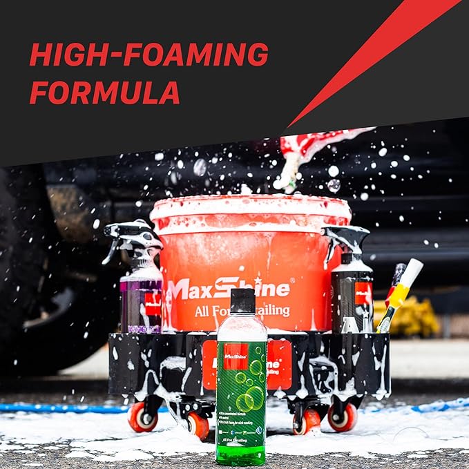 Maxshine Ultra Foaming Car Wash Soap | 16oz, Green, pH-Balanced, Eco-Friendly | Foaming Action, Safe on All Finishes, Fresh Scent | Cleans Painted Surfaces