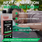 Waterless Car Wash Concentrate - Makes 16 Gallons of Waterless Wash & Spray Wax Car Cleaner - Car Wash Solution for Exterior & Interior Car Cleaning - Spray And Wash For Fast Car Detailing