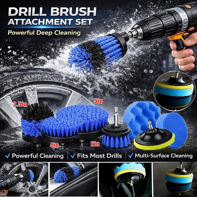26Pcs Car Detailing Kit, Car Detailing Brush Set, Auto Detailing Drill Brush Set, Car Detailing Brushes, Car Wash Kit, Car Accessories For Men, Car Cleaning Tools Kit for Interior, Exterior, Wheels