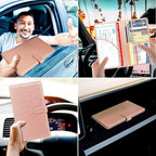 RSAquar Car Registration and Insurance Holder, Leather Car Glove Box Organizer, Cool Car Accessories for ID, Driver's License Cards & Essential Document, Men&Women, Rose Gold