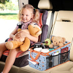 HEYSKAY Car Seat Organizer-Passenger Seat Organizer, Collapsible Small Car Seat Organizer for Console Front/Back, Car Seat Caddy Organizer with 4pc Drink Holders Automotive Backseat Organizer for Kids