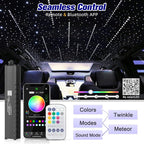Meteor 6W Mini Size Twinkle Starlight Headliner Kit with Shooting Star, 550pcs*0.03in*9.8ft Fiber Optic Lights, Bluetooth APP/Remote Control/Music Effect, RGBW Starlight for Car Roof Ceiling