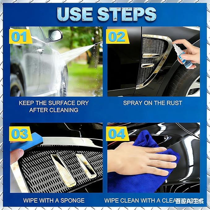 Multi-Functional Quick-Acting Rust Removal Spray, Iron Power Remover, Portable & Effective Car Rust Remover, for Vehicles, Tools, Metal, Chains (200ML)