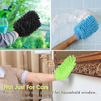 3 Pack Chenille Microfiber Car Wash Mitt, 7" x 9.6" Car Washing Mitts, Home Dusting Gloves, Scratch Free Lint-Free, Highly Absorbent, Double Sided, for Cleaning Detailing Polish (Blue,Green,Grey)