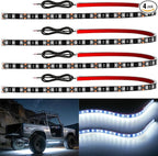 YM E-Bright 4Pcs Led Strip Lights for Car, 24inch Waterproof IP68 Car Underglow Strip Lights Decoration 36SMD 12V Led Interior Exterior Lights Strip for Cars Motorcycles Truck Golf Cart Boat - White