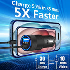 【Apple MFi Certified】iPhone 17 Car Charger Fast Charging, Caiinei 4.8A USB Power Cigarette Lighter USB C Car Charger + 6FT Type C Coiled Cord for iPhone 17/17 Air/17 Pro Max/16/15/Galaxy S25/S24/Pixel
