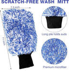 Riakrum 12 Pcs Microfiber Car Wash Mitts, Scratch Free Ultra Absorbent Car Sponge Glove Cleaner Wash Mitts for Car Wheel Trucks Home Cleaning (Black and White,Blue and White)