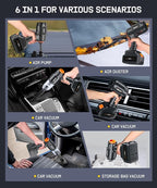 MBNGF Car Vacuum Portable Cordless, 35000PA High Power Suction & Blower, Wireless Handheld Vacuum Cleaner for Car, Home, Office, Pet(Abyssal Black)