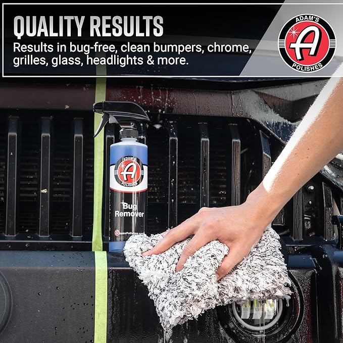 Adam's Car Bug Remover (16oz) - Powerful Car Bug Remover For Car Detailing | All Purpose Spray Removes Bug & Tar From Plastic, Rubber, Metal, Chrome, Glass, RV, Boat, Motorcycle